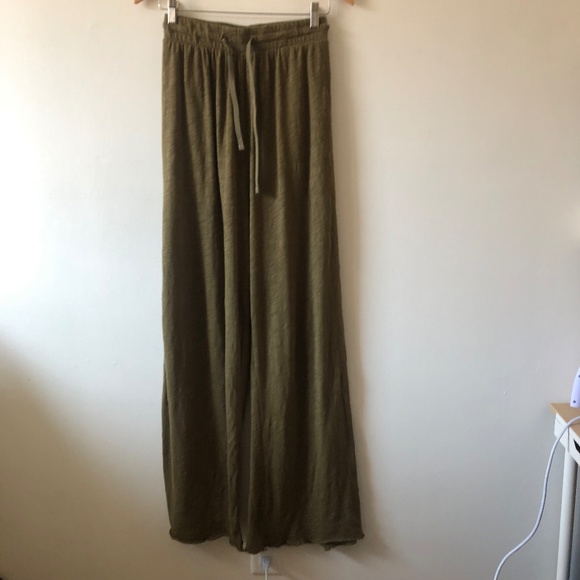 ATM Anthony Thomas Melillo Pants - ATM Green Wide Leg Drawstring Waist Pants